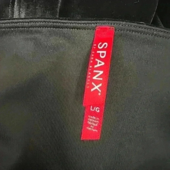 SPANX Black Velvet Tummy Control High Waisted Tights Leggings Size Large - Picture 10 of 11